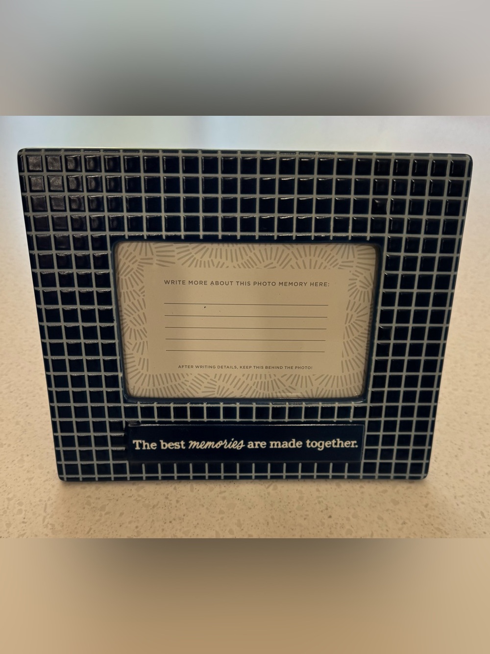 Hallmark Navy/White Grid Photo Frame with Memory Insert